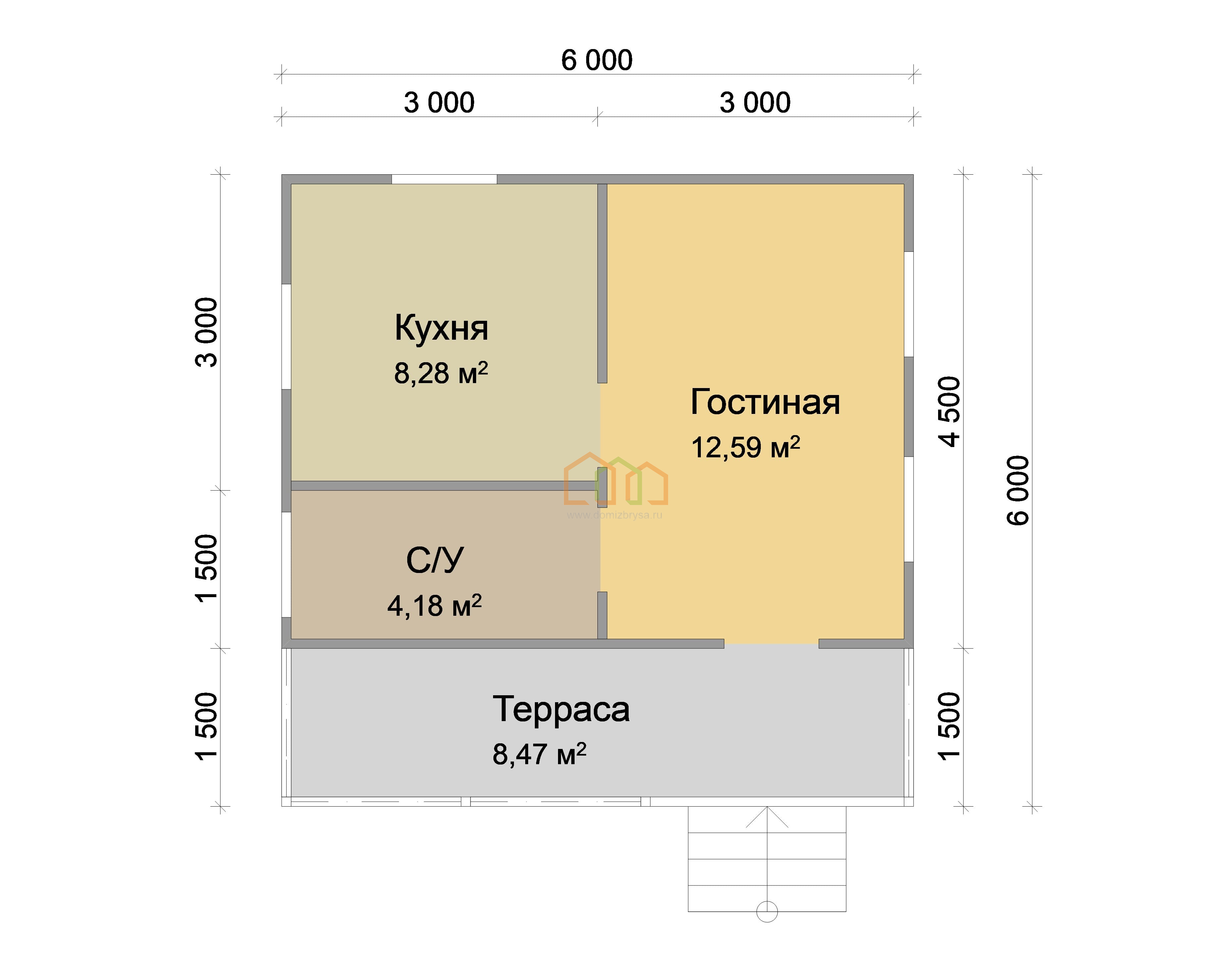 Каркасный дом без отделки 6х6 с мансардой - цена 540500 руб в Ростове.  Площадь: 63 м² с балконом